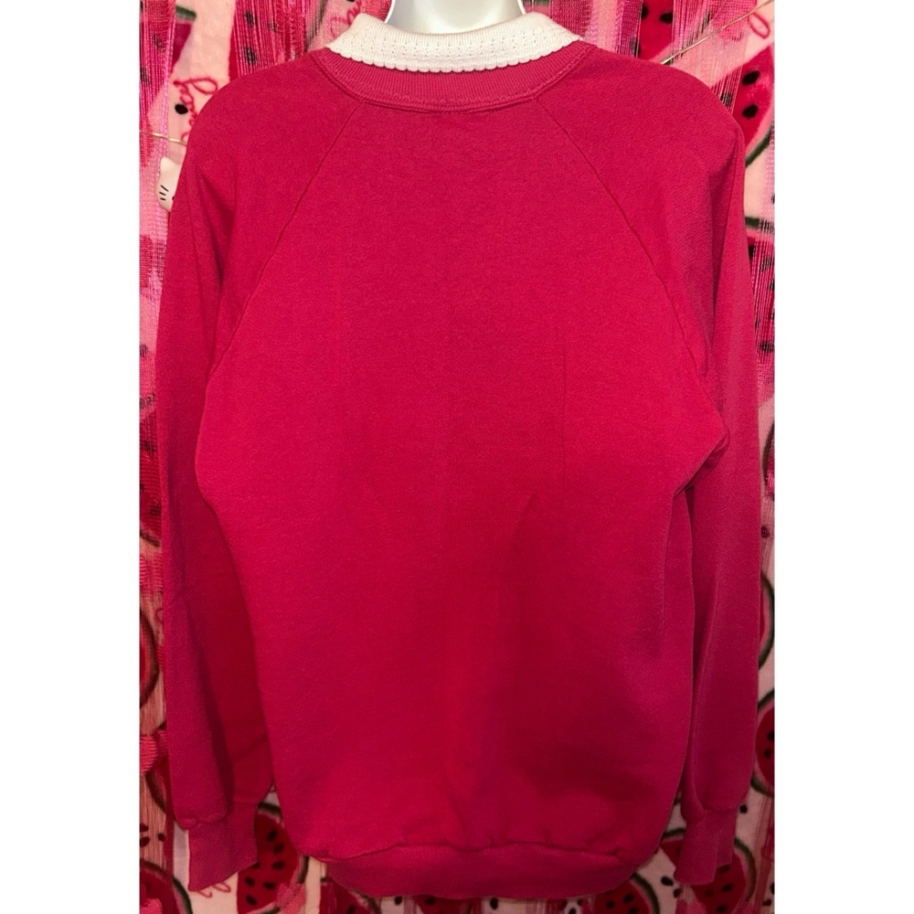Hot Pink Cat Graphic Sweatshirt with White Collar - Picture 6 of 7